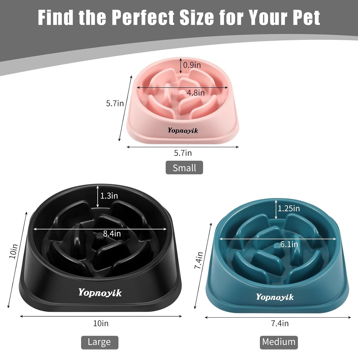 2 Pack Slow Feeder Dog Bowls for Healthy Eating, Non-Slip and Anti-Choking Design, Reduces Bloating & Overeating for Medium Dogs and Cats, Easy to Clean