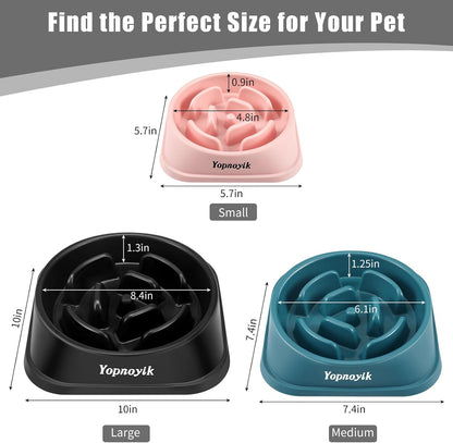2 Pack Slow Feeder Dog Bowls for Healthy Eating, Non-Slip and Anti-Choking Design, Reduces Bloating & Overeating for Medium Dogs and Cats, Easy to Clean