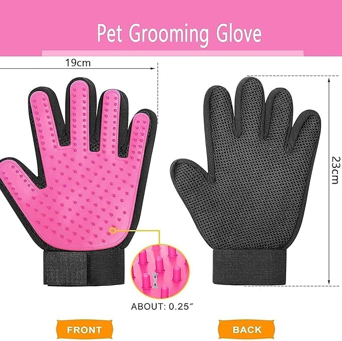 Limpet Grooming Glove- Hair remover gloves- Gentle shedding brushes for dogs, cats & horses (1 pair) (Blue)