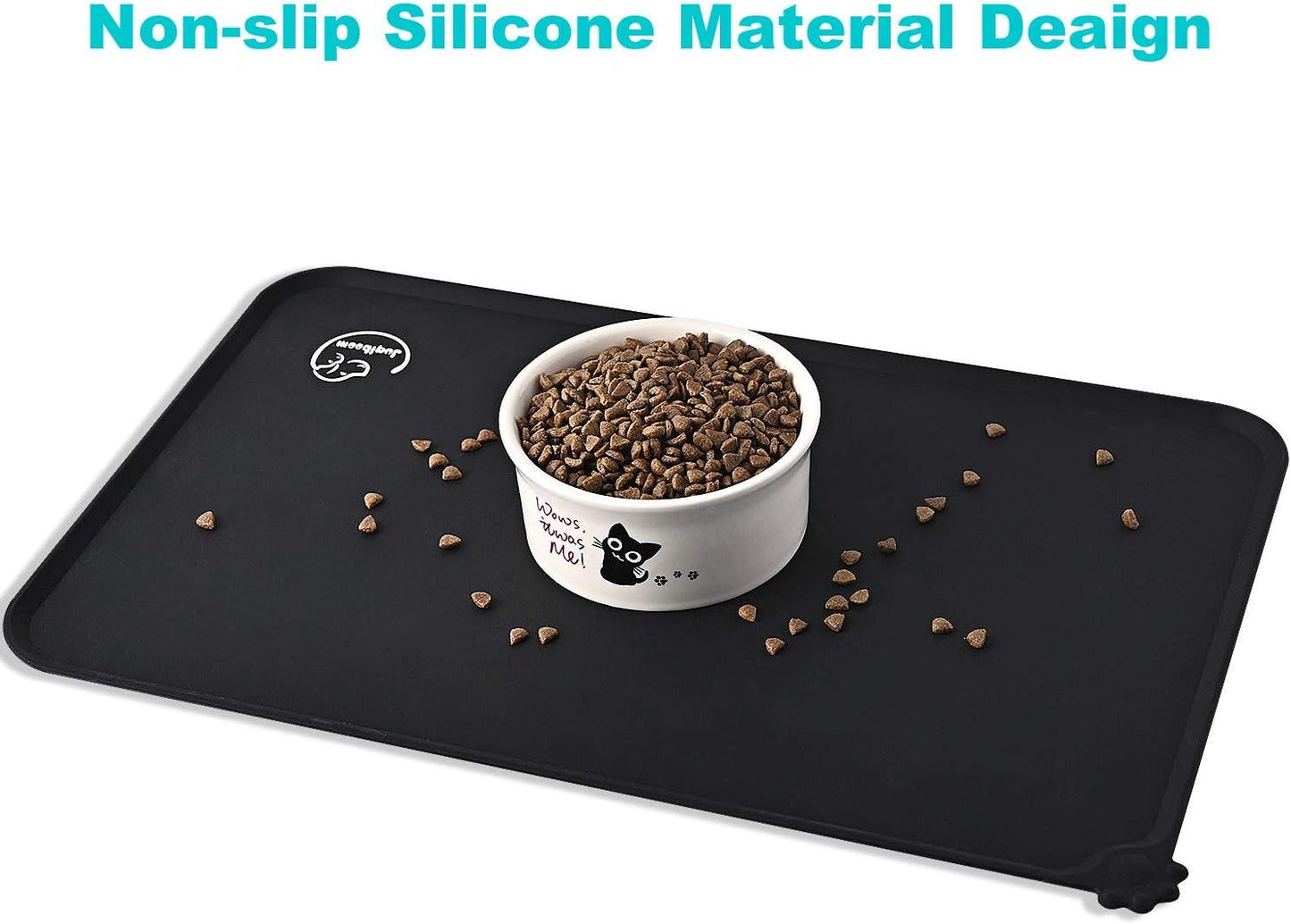 Silicone Waterproof Dog Cat Pet Feeding Mats, Non Slip, Easy Clean Pet Dog Cat Bowl Mats Placemat (18.5" x 11.5") Green