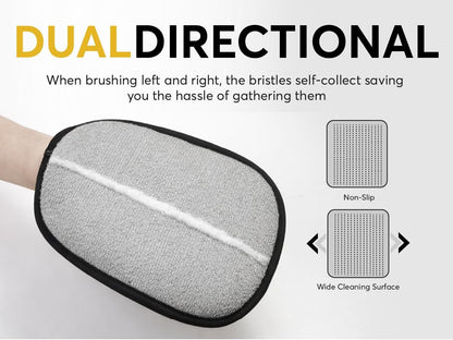 2 Pack Pet Hair Removal Glove for Dogs & Cats - Reusable Electrostatic Magic Brush Glove - Lint Mitt for Furniture, Couch, Carpet, Clothing, Car Seat - Dog Hair Remover Tool - Black