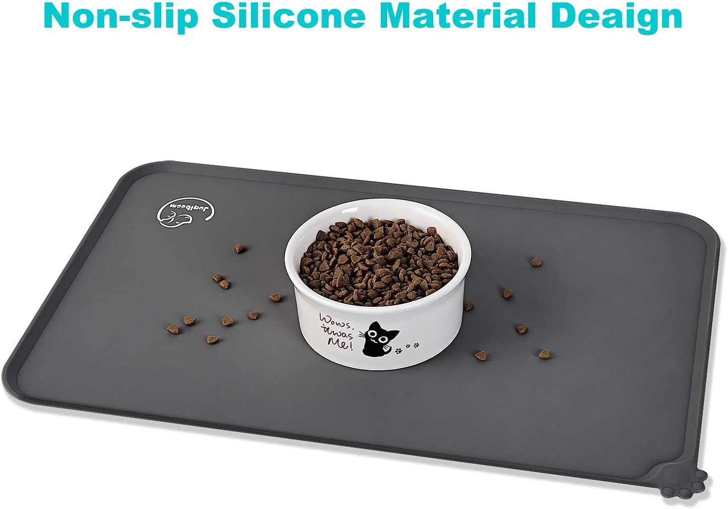 Silicone Waterproof Dog Cat Pet Feeding Mats, Non Slip, Easy Clean Pet Dog Cat Bowl Mats Placemat (18.5" x 11.5") Green
