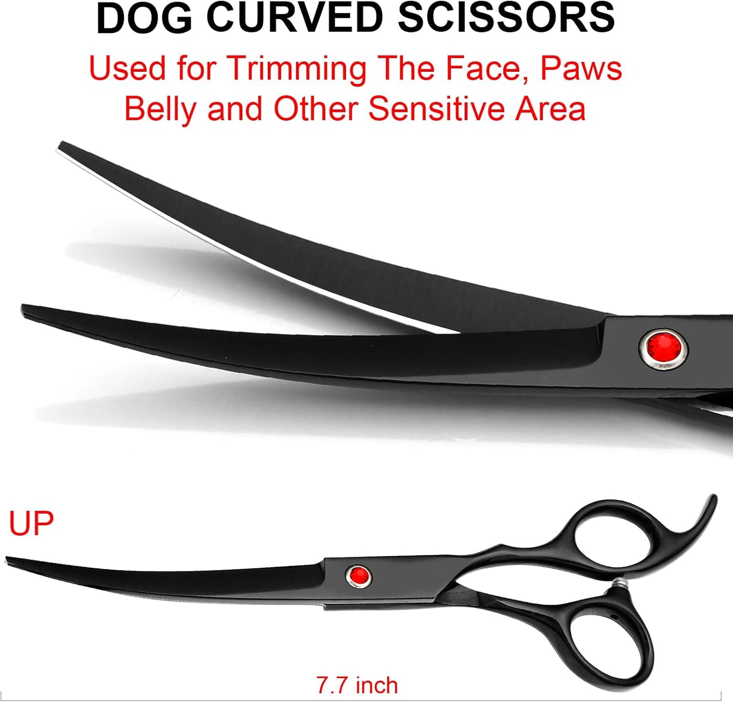 TINMARDA Dog Grooming Kit, Professional Stainless Steel Dog Grooming Scissors with Curved Shears, Pink Finger Rings - 4 Piece Sharp Durable Pet Shears for Dogs Cats At Home Salon-Quality Grooming