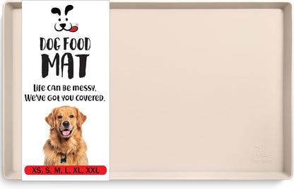 DogBuddy Dog Food Mat – Waterproof Dog Bowl Mat for Food and Water, Silicone Pet Feeding Mats for Floors, Non-Slip Placemat with High Edges for Dogs Bowls, Puppy Essentials (L: 24" x 16", Shadow)