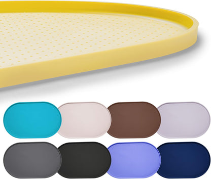 Hubulk 100% Waterproof Silicone Pet Feeding Mat with Raised Edge for Food and Water, Dog Bowl Mats, Cat Bowls Placemat with High Lip Protects Floor for Cats and Dogs (Gray, 19" L x 12" W)