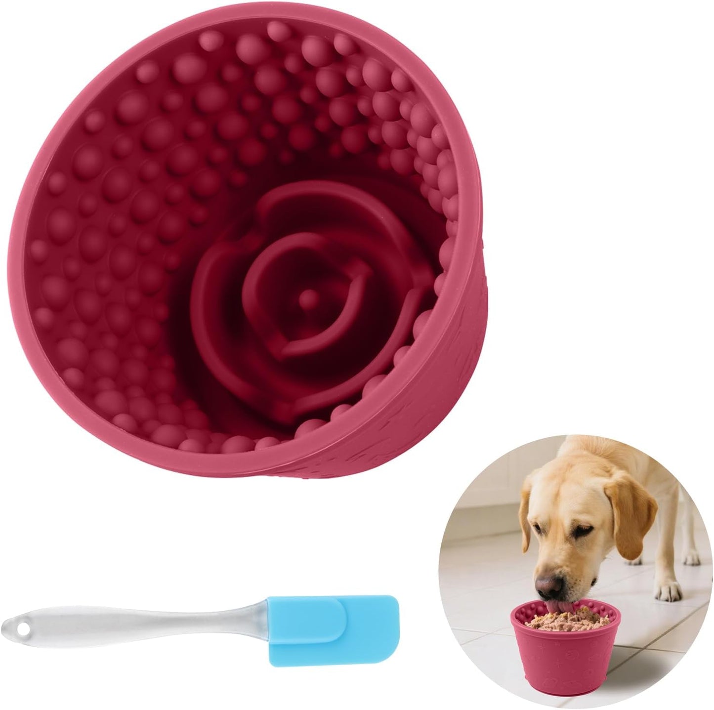 Dog Slow Feeder Lick Bowl - Non-Slip Licking Treat Dispenser for Small Medium Large Dogs, Promotes Anxiety Relief & Prevents Choking, Easy to Clean Feeding Bowl (Green, S)