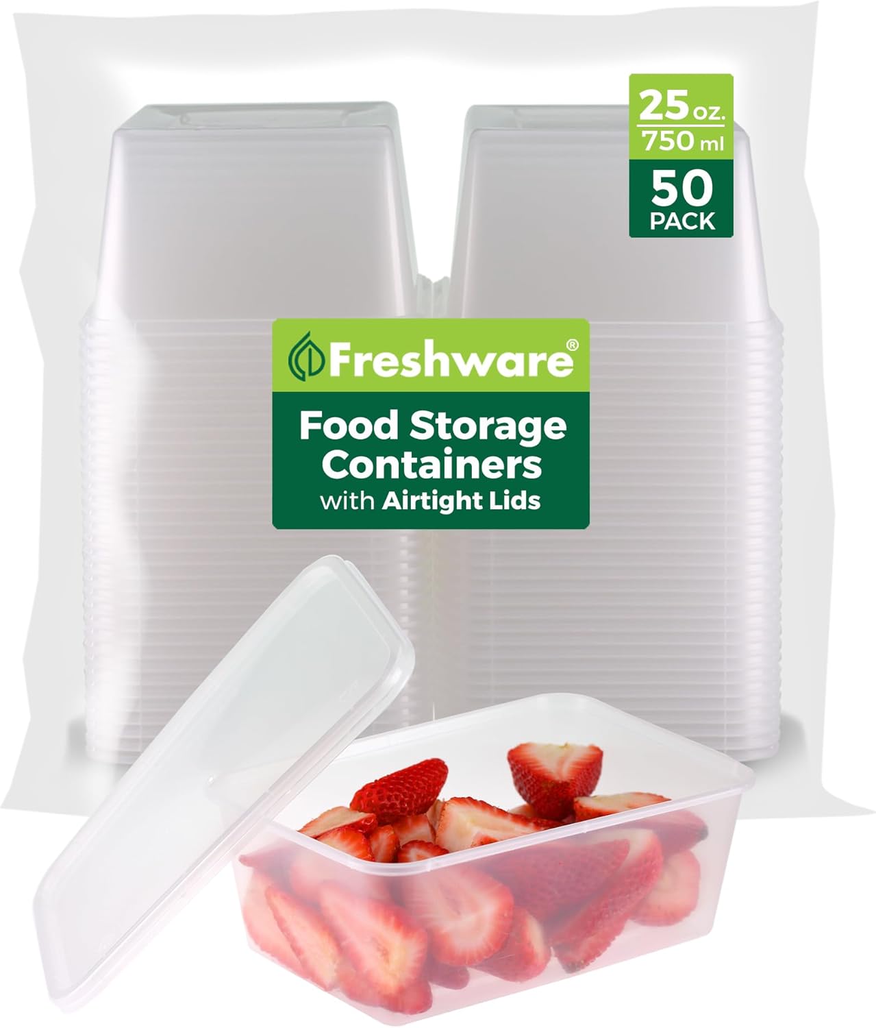 Freshware Food Storage Containers [36 Set] 16 oz Plastic Deli Containers with Lids, Slime, Soup, Meal Prep Containers | BPA Free | Stackable | Leakproof | Microwave/Dishwasher/Freezer Safe