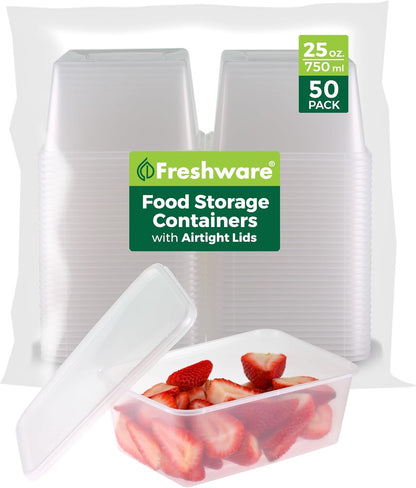 Freshware Food Storage Containers [36 Set] 16 oz Plastic Deli Containers with Lids, Slime, Soup, Meal Prep Containers | BPA Free | Stackable | Leakproof | Microwave/Dishwasher/Freezer Safe