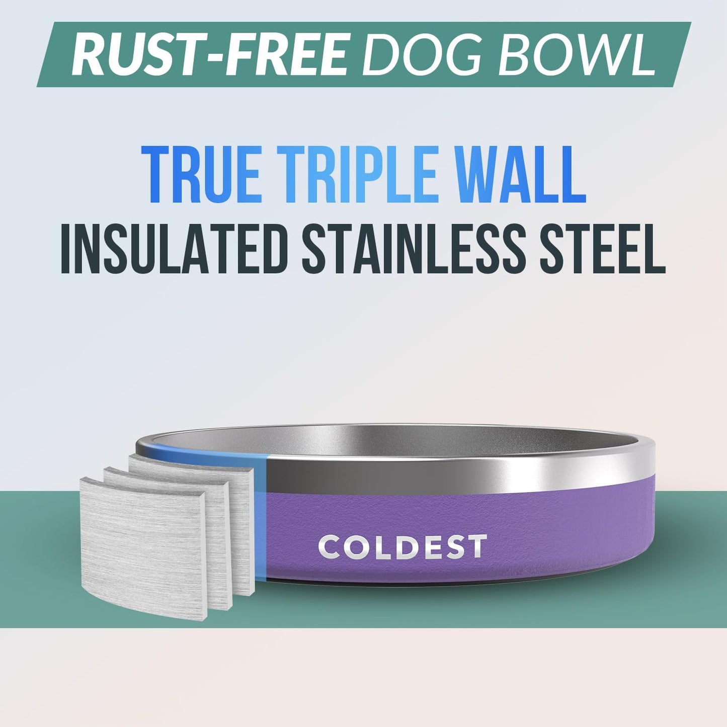 Coldest Dog Bowl - Anti Rust Metal, Non Slip, 3 Layers Insulated Stainless Steel Dog Bowls - Spill Proof & Heavy Duty - Water Bowl for Dogs, Cats & Pets, Dish Washer Safe (21 oz, Stealth Black)