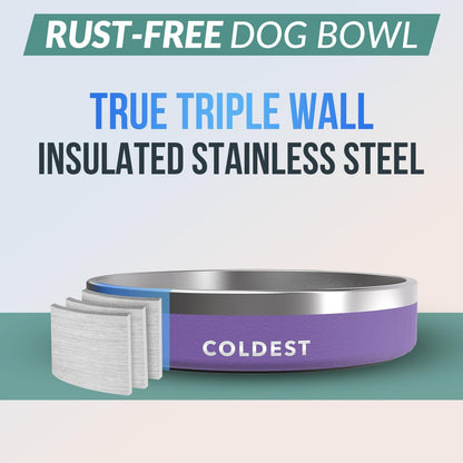 Coldest Dog Bowl - Anti Rust Metal, Non Slip, 3 Layers Insulated Stainless Steel Dog Bowls - Spill Proof & Heavy Duty - Water Bowl for Dogs, Cats & Pets, Dish Washer Safe (21 oz, Stealth Black)