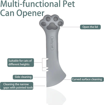 Cat Spoons for Wet Food Pet Can Lid Cover, Silicone Multi-Function Cute Paw Shape Opener Spatula Cat Food Spoon Cat Food Can Lid (Mixing colors)
