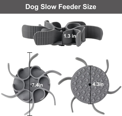 Anipaw Dog Slow Feeder Bowls Silicone Spiral Pet Food Feeder Insert to Slow Down Eating for Large Medium Small Breed Dogs Perfect with Stainless Steel Glass Ceramic Pet Bowls (Grey)