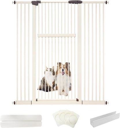 Lumizone Extra Tall Cat Gate 61.02" High Pressure Mounted Extra Wide 30.12"-34.05" (17Sizes) 1.37" Gap No Drilling Auto-Close Tall Pet Gate for Dogs (Black, 30.12"-34.05" W)