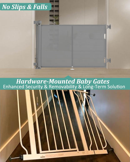 Miumoon 120 inch Retractable Baby Gates 34 inch Tall, Retractable Gate with Reinforced Strip Design to Prevent Crawling Through, 10 FT Extra Wide Retractable Dog Gate for Indoor/Outdoor