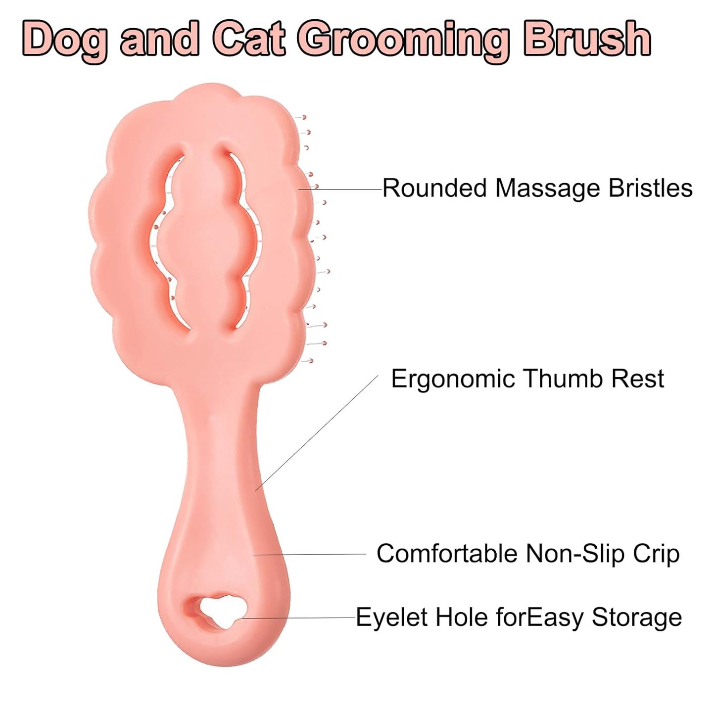 Cloud Shape Small Dog Grooming Brush - Soft Pin Brush for Gentle Detangling & Massage Puppy Hair Comb for Maltese, Shih Tzus, Yorkies, and Puppies, Pink