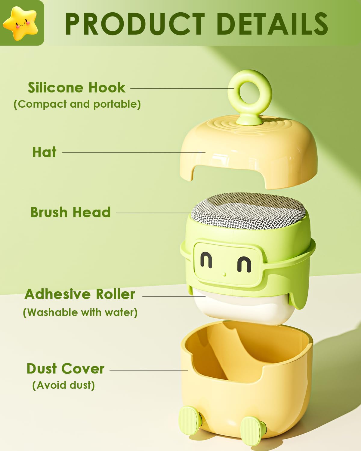 2Pcs Mini Lint Remover Roller, Reusable Lint Gel Roller, Washable Pet Dog Cat Hair Remover for Clothing, Pet Hair, Dust, Lint, Travel and Home Use(Green+Beige)