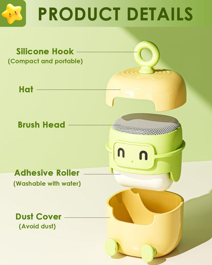 2Pcs Mini Lint Remover Roller, Reusable Lint Gel Roller, Washable Pet Dog Cat Hair Remover for Clothing, Pet Hair, Dust, Lint, Travel and Home Use(Green+Beige)