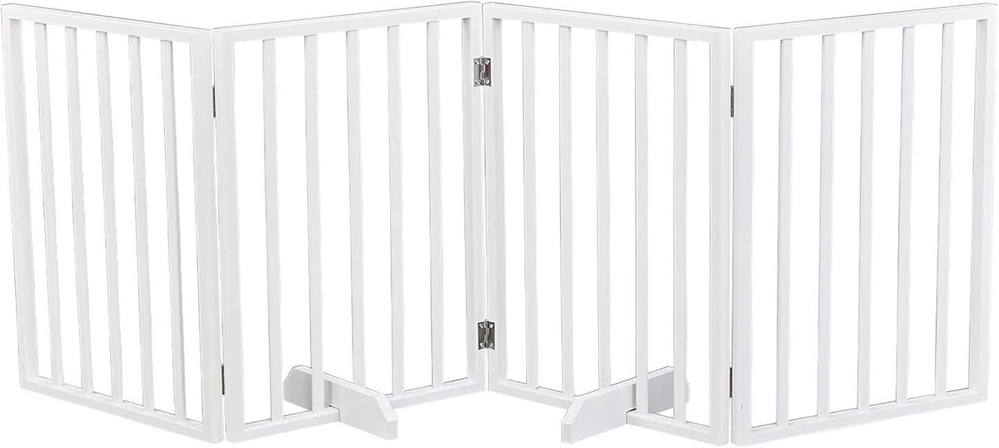 72" Wooden Foldable Dog Gate, Extra Wide Freestanding Pet Gate, No Drilling Required No Assembly, Sturdy & Stable Dog Gate Indoor for Doorways, Easy to Fold and Store, Ideal for Home Use, 4 Panels