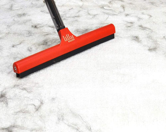 Lilly Brush Mighty Pet Hair Detailer - Carpet Rake & Broom for Pet Hair Removal, Double Rubber Blade, 52" Handle