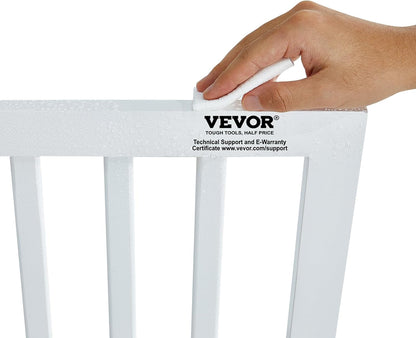 VEVOR Freestanding Pet Gate, Wooden 24" H x 80" W, 4-Panel Foldable Gate for Wide & Narrow Passageways, Expandable Dog Barrier with Silent Foot Support, White