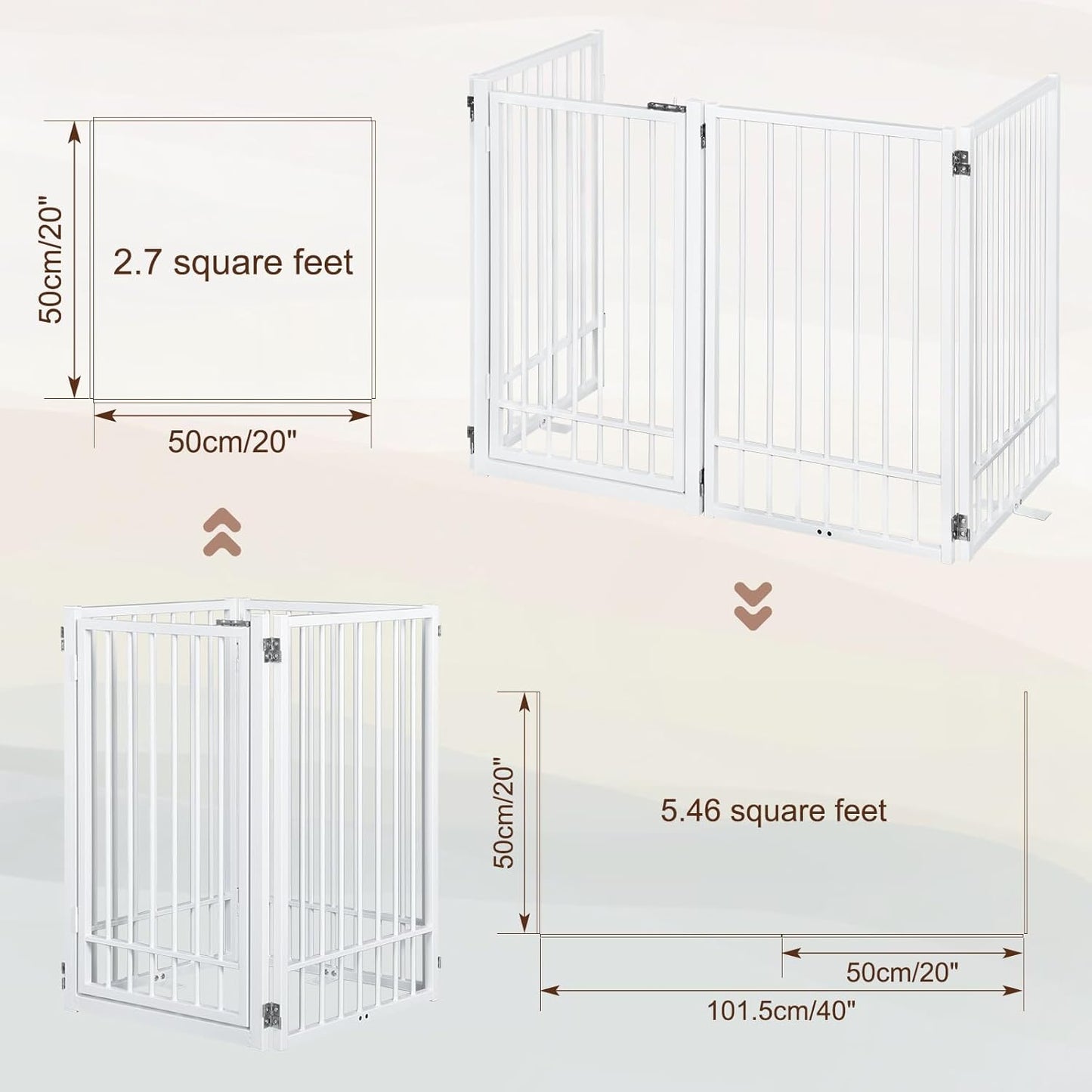 Metal Freestanding Dog Gate with Door, Extra Wide 81", 31" Height Foldable Dog Gates for Doorways, Tall Pet Fence Indoor Pet Gates, 4 Panels Pet Barrier for Stairs Hallways, Black