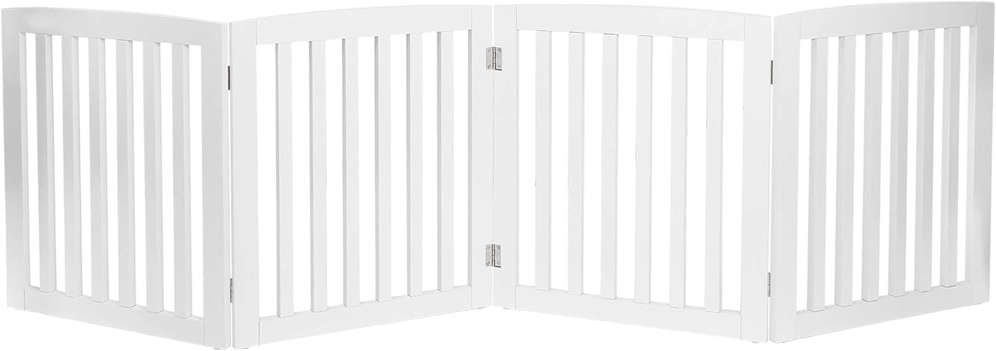 ZENY Freestanding Pet Gate for Dogs - 4 Panels Indoor Foldable Dog Fence for Stairs, Hallways, or Doorways - 82x24-Inch Freestanding Dog Gates, Brown