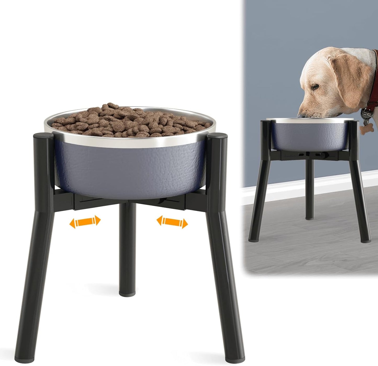 SHAINFUN Raised Dog Bowl Stand for Large Dogs 11" Height Adjustable Width 7-10.6" Single Tall Elevated Dog Bowls Stand, Food & Water Feeder Holder for Large Breeds (Bowl Not Included)