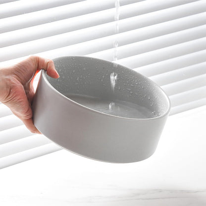 6'' Ceramic Raised Dog Bowl - 30Oz Dog Food & Water Bowl with Elevated Non-Slip Bamboo Stand, Dishwasher & Microwave Safe, Anti Vomiting Heavy Duty Pet Bowl for Small and Medium Dogs, White
