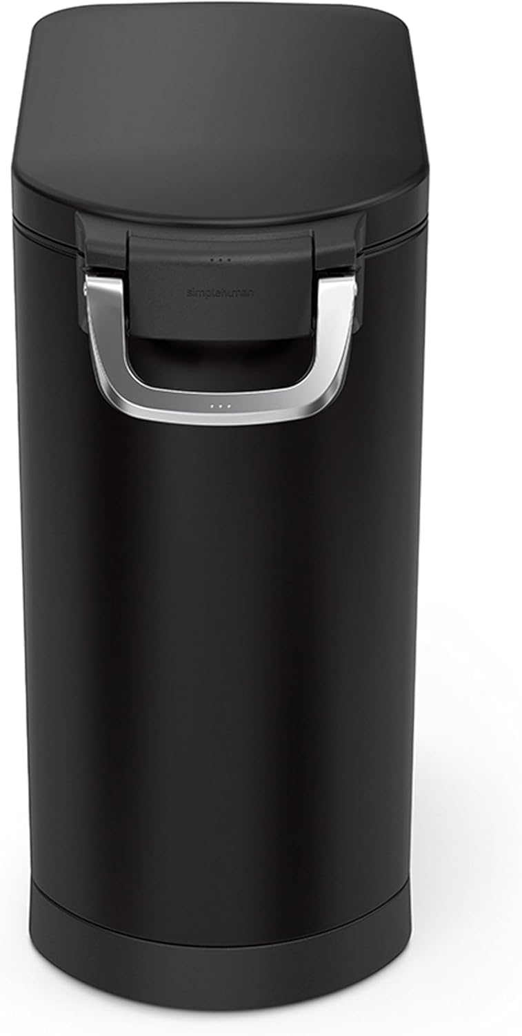 simplehuman Large Pet Food Storage Container, Holds 30-35 lb / 14-16 kg of Dry Dog Food, Cat Food, or Bird Seed, Airtight Lock-Tight Lid with Magnetic Scoop, BPA-Free, Brushed Stainless Steel