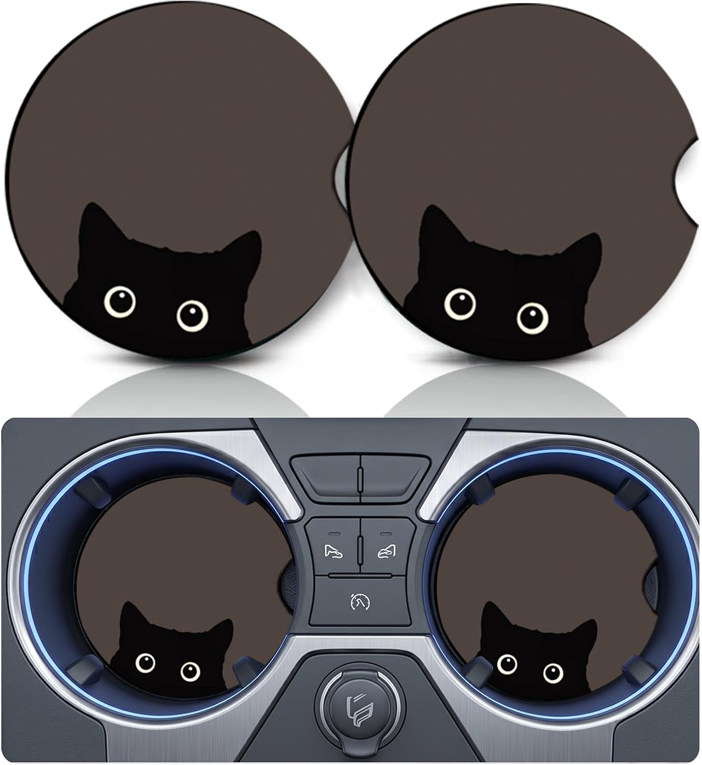 2PCS Dog Paw Print Car Cup Holder Coasters, Cars Coasters for Cup Holders, Anti Slip Rubber Mat with Finger Slot, Dogs Car Accessories Interior Decor, Dog Lover Gifts for Women, Men