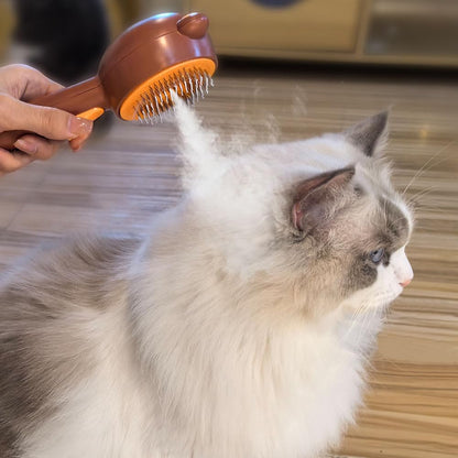Double-Sided Pet Deshedding Dematting Comb & Steam Brush with 2 Spray Levels, Extra-Wide Detangling Undercoat Rake for Long-Hair Dogs & Cats Matted Fur, Knots, Rechargeable Grooming & Massage Tool