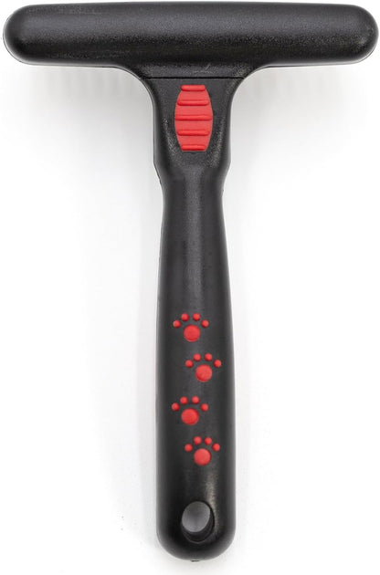 Jeffers Pet Magic Spring Undercoat Rake for Dogs & Cats, Pet Deshedding Brush, Undercoat Hair Removal Rake, Grooming Tool for Detangling, Removing Fur & Mats, Red Black Handle - Single Row 13 Pins