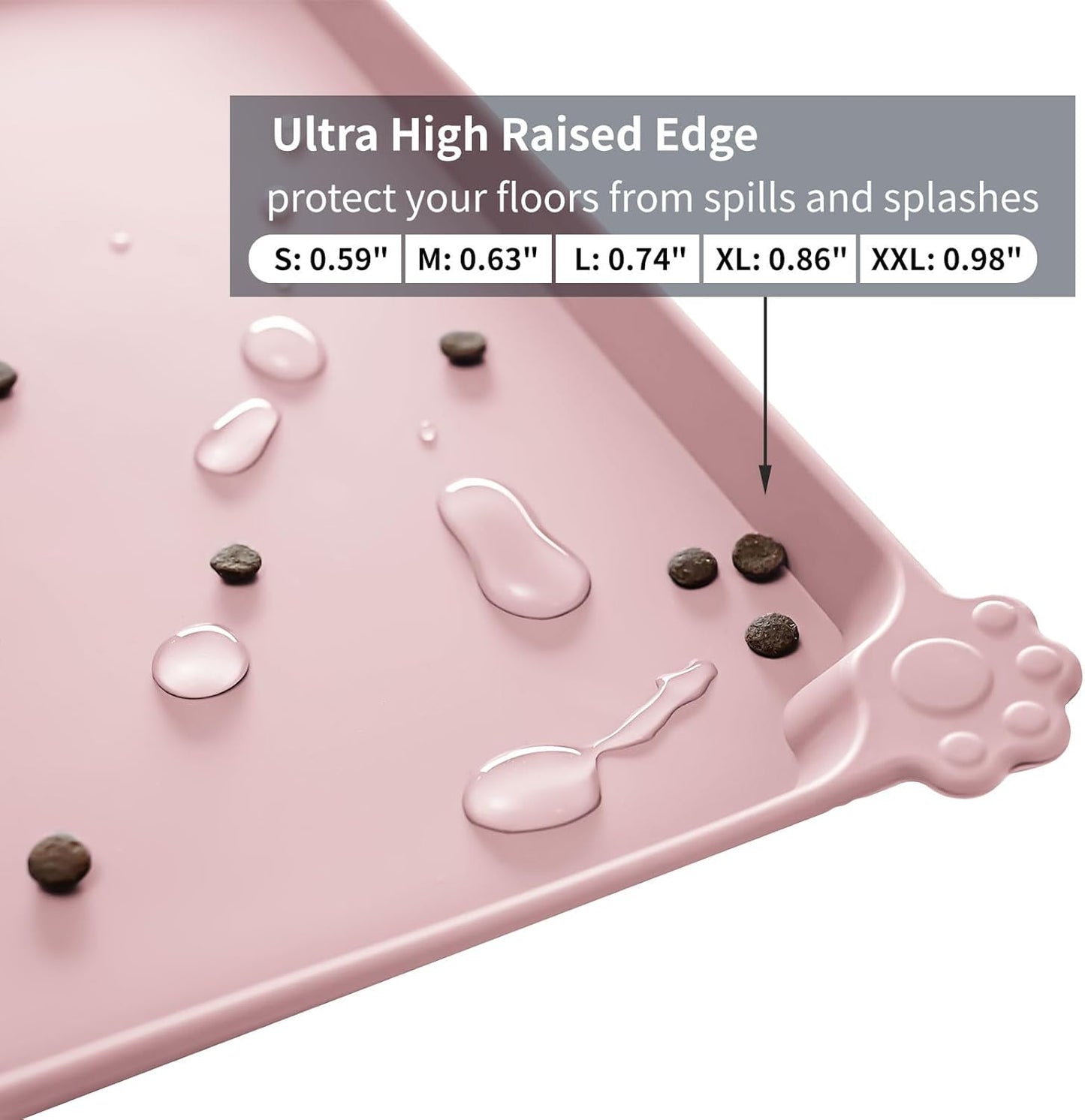 Reopet Waterproof Pet Feeding Mat, Non-Slip Silicone Placemats for Dog Cat Food and Water Bowl, High Raised Edges to Prevent Spills and Protect Floors