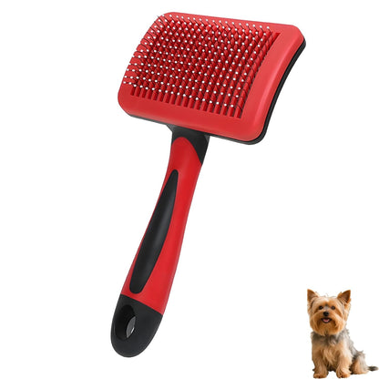 Self Cleaning Slicker Dog Brush for Small Long-Haired Breeds, One-Click Hair Removal, Puppy Essentials, Fit Yorkie, Shih Tzu, Maltese, Maltipoo, Pomeranian, Pet Grooming Tool (Pink)