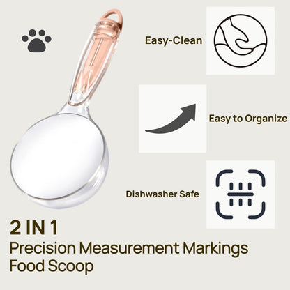 Pet Cat Dog Food Scoop, Dog Cup Capacity Cat Food Scooper With Sealing Clip, Puppy and Cat Coffee Bean, Flour Scoop Grey