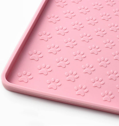 Ptlom Pet Placemat for Dog and Cat, Mat for Prevent Food and Water Overflow, Suitable for Small, Medium and Big Pet, 18" 12", Grey, Silicone