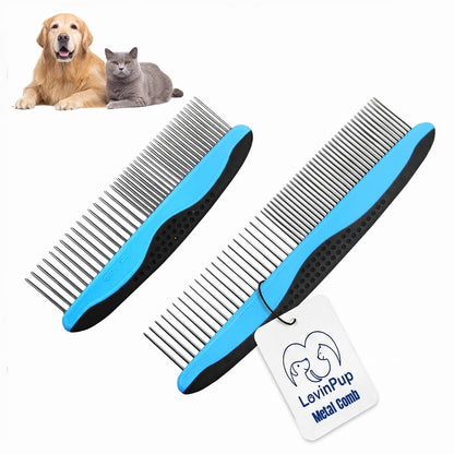 Pet Mat Remover – Professional Dematting Comb for Dogs and Cats – Stainless Steel Rounded Teeth for Gentle Knot & Tangle Removal – Dog Dematting Tools & Dog Grooming Supplies