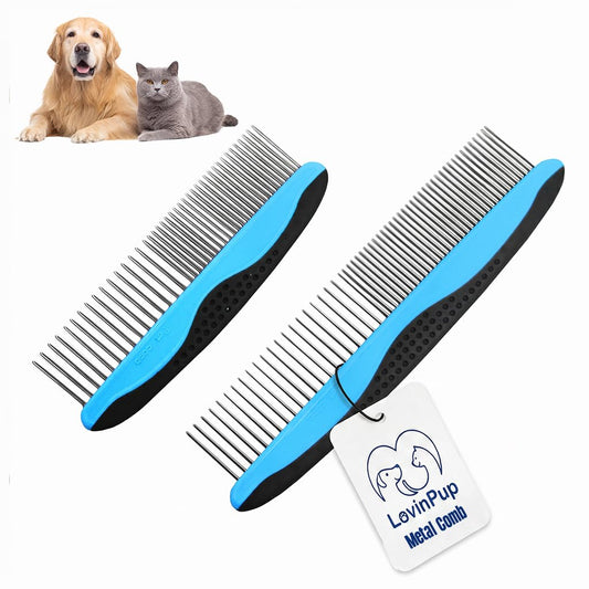 Pet Mat Remover – Professional Dematting Comb for Dogs and Cats – Stainless Steel Rounded Teeth for Gentle Knot & Tangle Removal – Dog Dematting Tools & Dog Grooming Supplies
