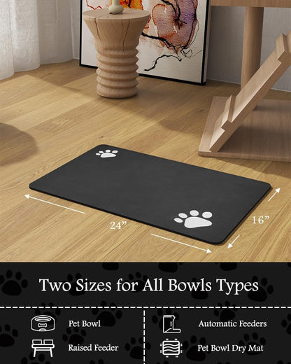 PADOOR Pet Feeding Mat-Absorbent Dog Mat for Food and Water Bowl-No Stains Easy Clean Dog Food Mat-Quick Dry Water Dispenser-Puppy Supplies Accessories