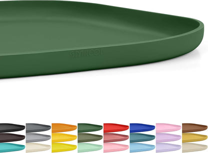 Small Silicone Pet Food Mat with Raised Edge for Food and Water Bowl, Square Dog Feeding Mats, Cat Food Trays for Floor Waterproof, Rubber Tray for Dogs and Cats, 12 x 12 x 0.7 Light Olive Green