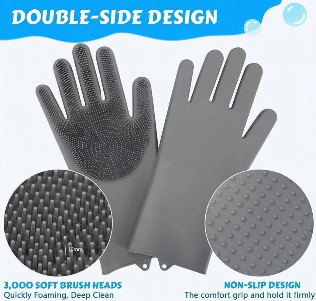 PETLUXE, Pet Grooming Gloves for Dogs & Cats, Silicone Deshedding Brush, Gentle Fur Remover, Bathing & Massage Gloves. 3 Colors Variation (Green)