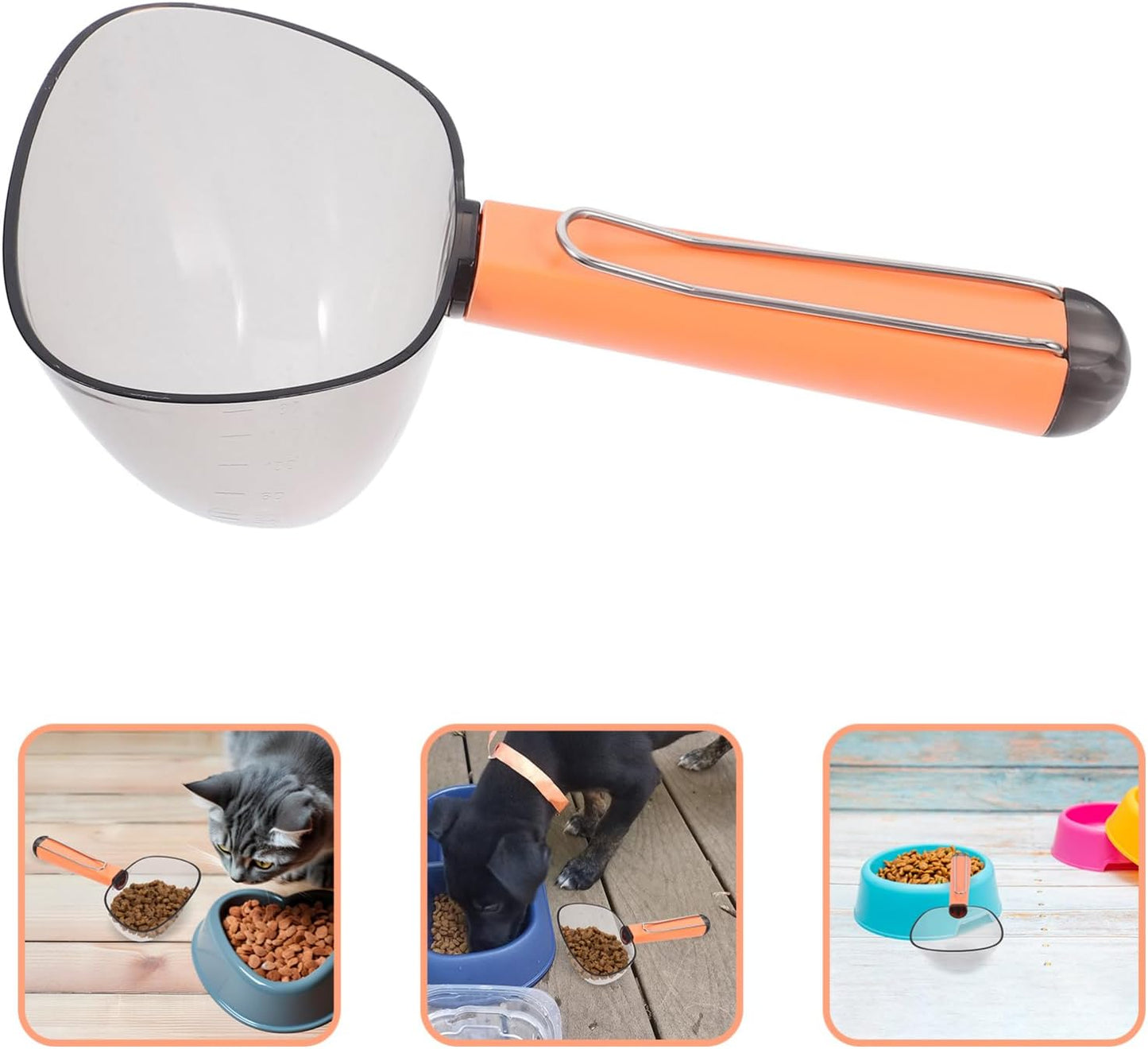 Yardwe Pet Food Scoop with Stainless Steel Clip, Precise Measurements for Cat and Dog Food