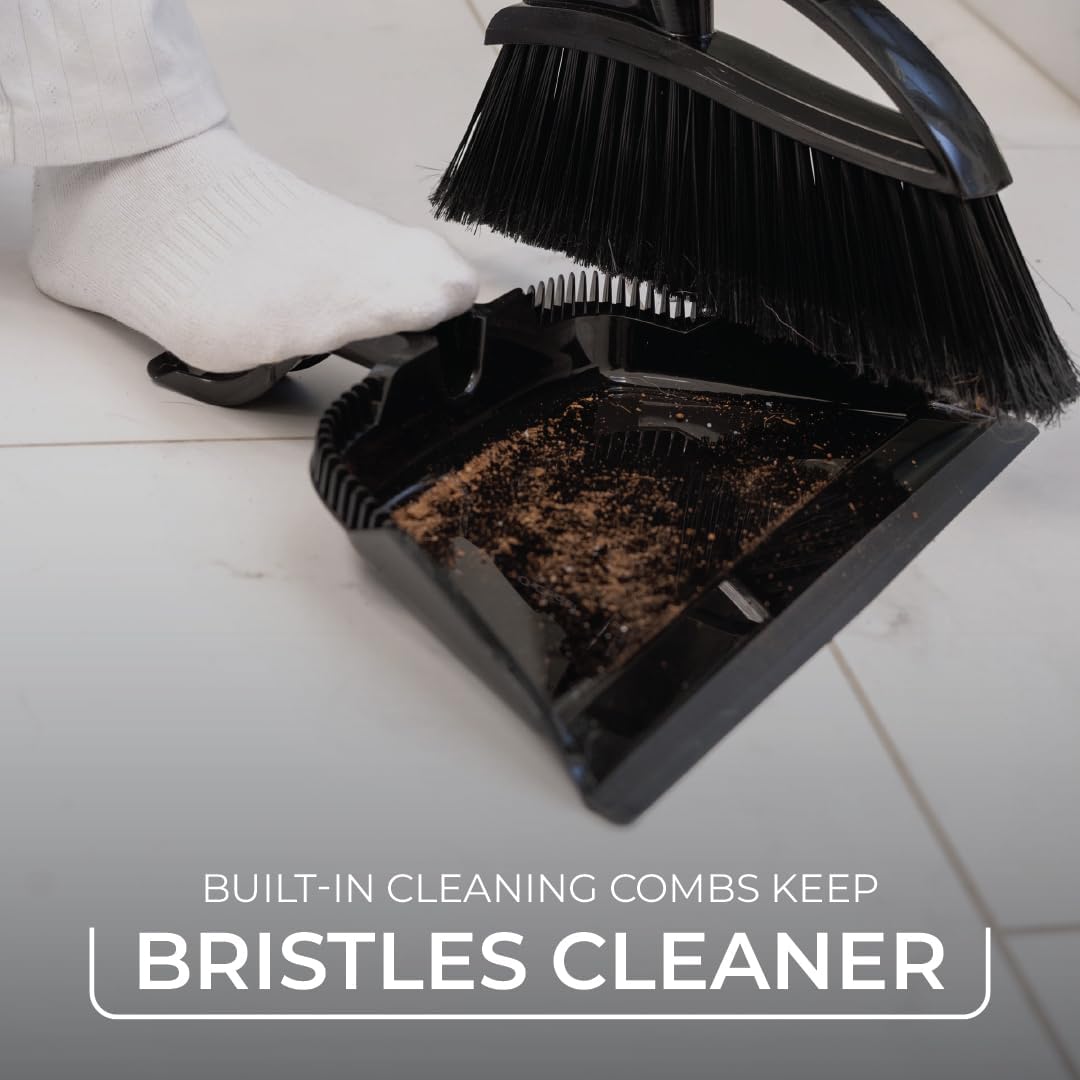 O-Cedar Pet Pro Broom with Step-On Dustpan | Remove 99% with One Sweep | Removes 3 Times More Pet Hair | Quiet Cleaning Tool for Cat and Dog Owners