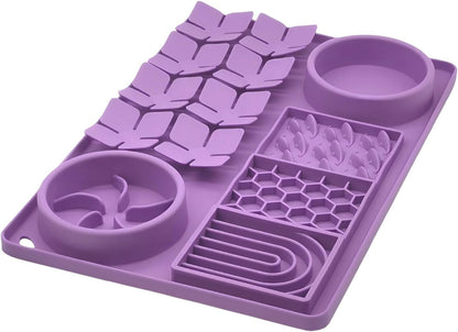 Slow Feeder Bowl, Silicone Lick Mat with Suction Cups for Dog Cat, Snuffle Mat for Pet Smell Training, Puzzle Toys for Bored Puppy, Interactive Sniff Mat for Slow Eating and Keep Busy, Green