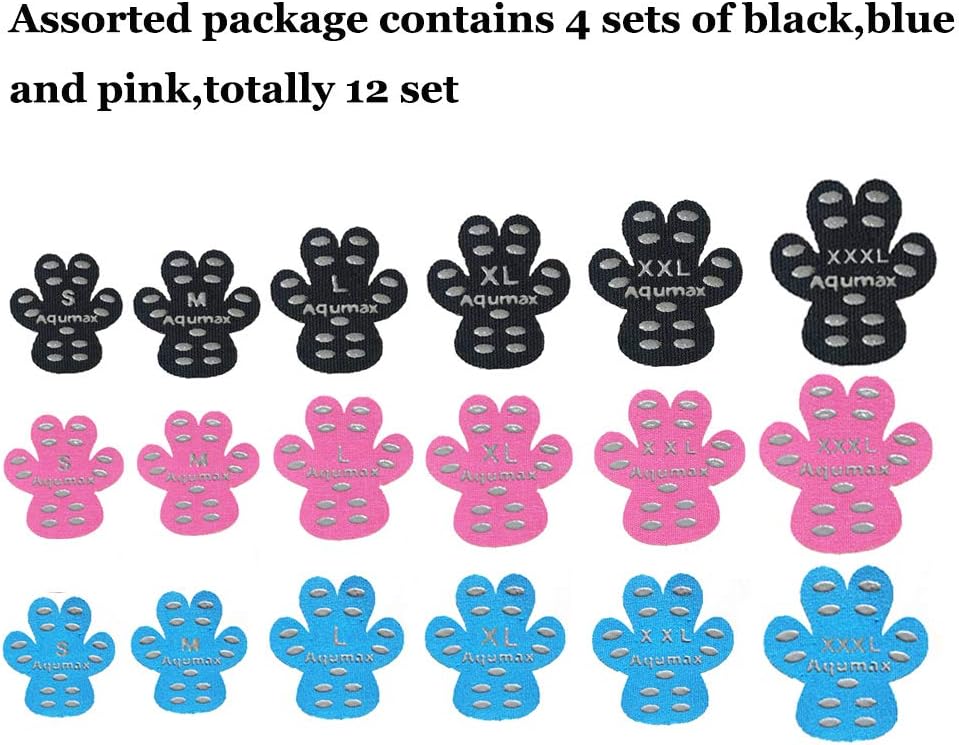Dog Paw Protector Gripper Traction Pads,Dog Paw Covers,Foot Stickers in Summer Hot/Winter Cold Pavement,Dog Shoes Booties Socks Replacement,12 Sets (48 pcs) XXL Black