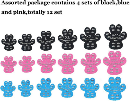 Dog Paw Protector Gripper Traction Pads,Dog Paw Covers,Foot Stickers in Summer Hot/Winter Cold Pavement,Dog Shoes Booties Socks Replacement,12 Sets (48 pcs) XXL Black