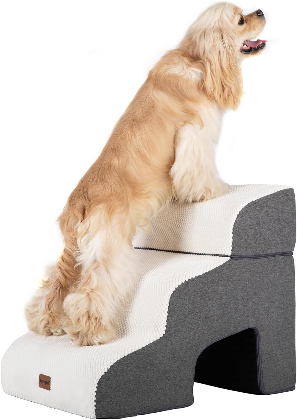 Garnpet Dog Stairs for High Beds, 4-Step Dog Steps for Small Dogs and Cats, Foldable Pet Stairs for High Bed Climbing, Non-Slip Balanced Pet Step Indoor, Dark Grey