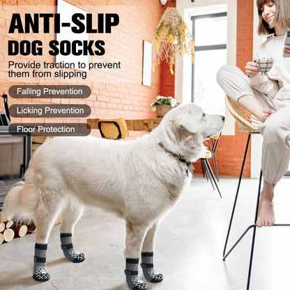 BEAUTYZOO Anti-Slip Dog Socks,Dog Shoes for Hot/Cold Pavement,Paw Protectors with Grips 3 Pairs for Puppy Small Medium Large Senior Old Dogs,Dog Socks to Prevent Licking and Hardwood Floor Protection