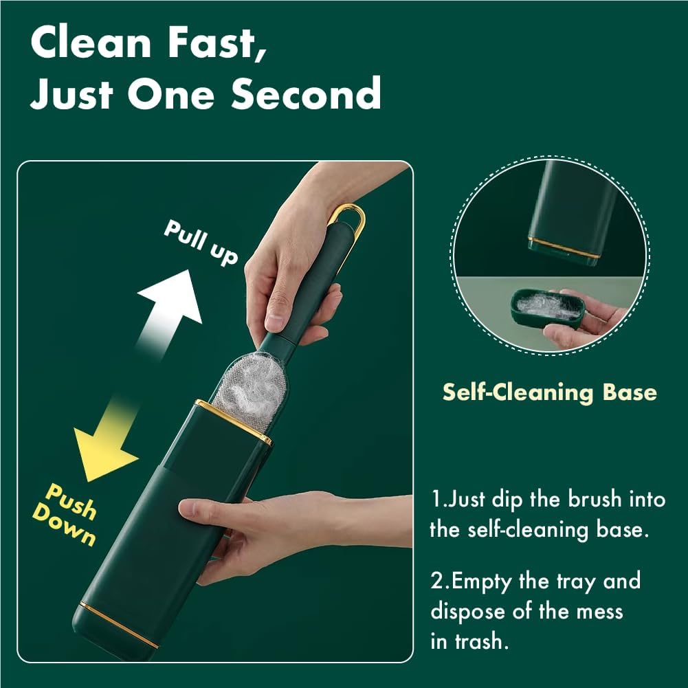 FelineFun Pet Hair Remover for Clothes, Reusable Lint Brush with Self-Cleaning Base for Dog & Cat Hair on Clothing, Bedding, Couch and Furniture