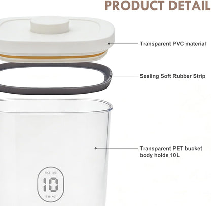 6 lbs Airtight Dog Cat Food Storage Container and Dog Treat Containers BPA-Free, PET Clear Stackable Pet Storage Bin, 1-Cup Scoop, 1-Sponge cleaning brush, Pop Top, With handle, Easy Mobility-Medium